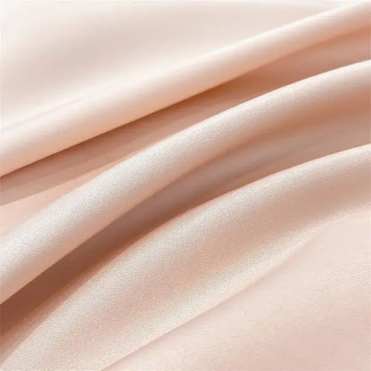 Soft peach-colored satin piece duvet cover from decorbites™ luxurious egyptian cotton bedding set 1000tc with glossy sheen