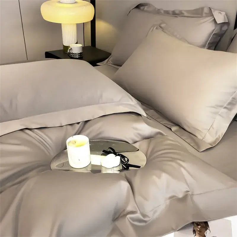 Silk-gray silk-gray satin duvet cover and fitted sheet from decorbites ultra soft 1000tc luxurious egyptian cotton bedding set