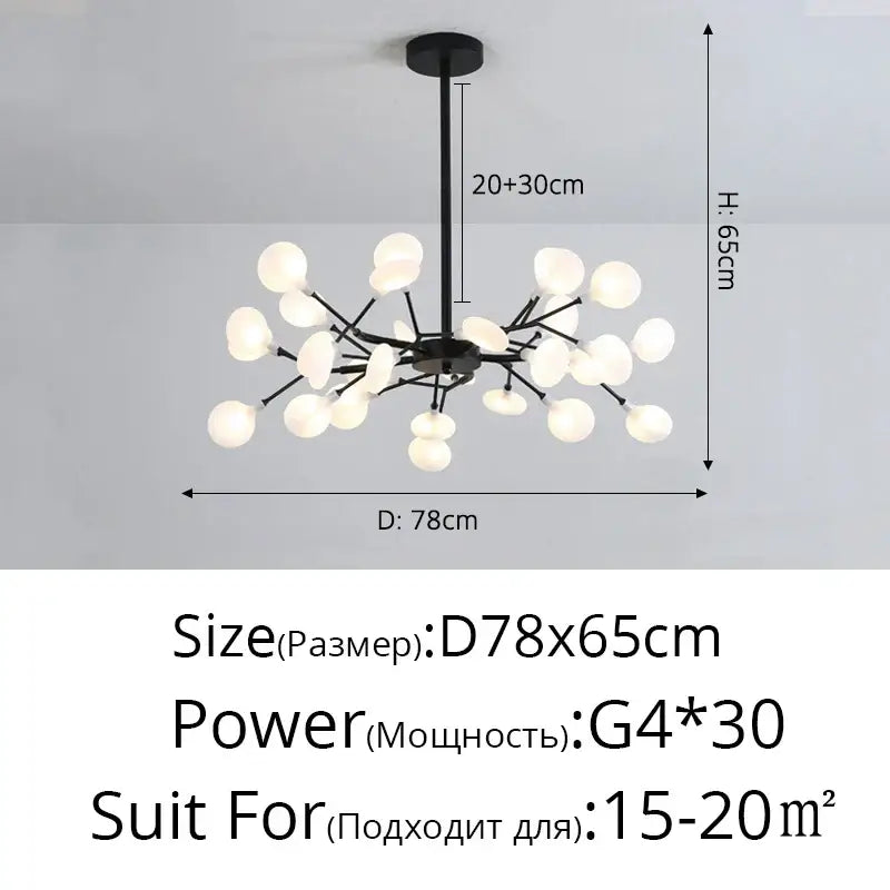 Black metal led chandelier with multiple frosted glass globe lights from DecorBites luxurious golden led chandelier collection