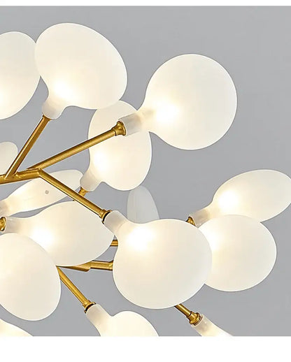 Modern decorbites™ luxurious golden led chandelier with frosted white glass globes and gold-toned metal arms