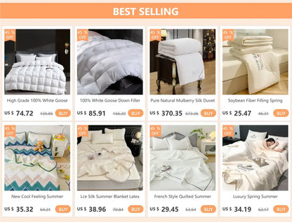 Decorbites luxurious mulberry silk bedding set featuring a white goose down comforter with plush quilted texture
