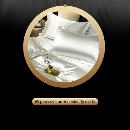 White satin pillowcases with a smooth glossy finish from decorbites™ luxurious mulberry silk bedding set queen king size
