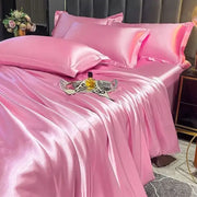 Pink satin duvet cover and pcs duvet cover set from decorbites™ luxurious nordic silk bedding set with glossy smooth texture