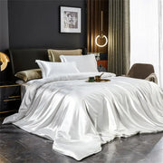 White satin duvet cover from decorbites™ luxurious silk bedding set king size with smooth glossy finish for width bed