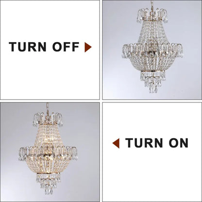DecorBites luxury retro crystal chandelier with copper color finish and cascading teardrop crystals 7-light fixture