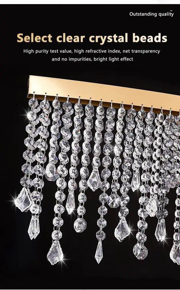 Decorbites™ luxury crystal chandelier pendant light with clear crystal beads and gold-toned frame modern luster pendant