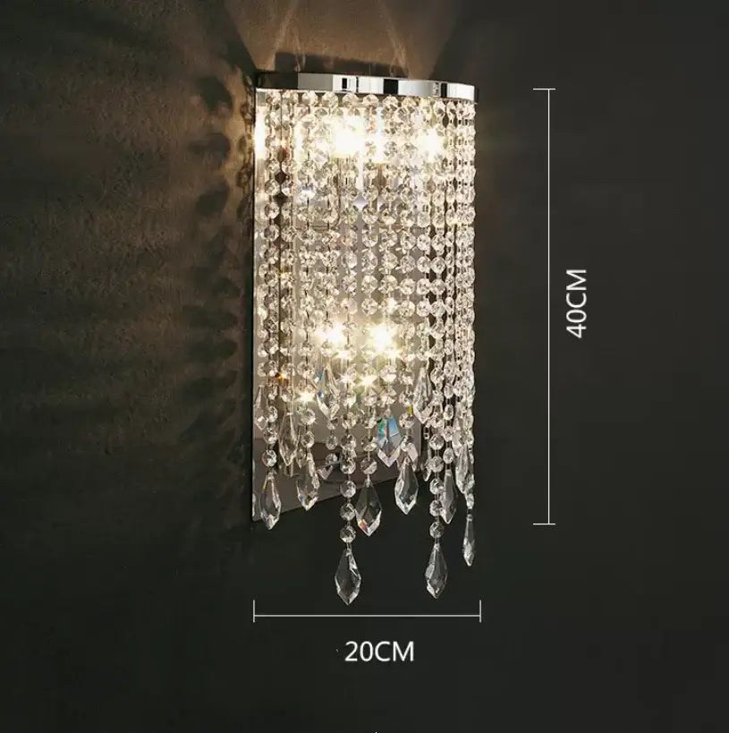 DecorBites™ luxury crystal chandelier pendant light fixture with polished chrome frame and cascading clear crystal beads
