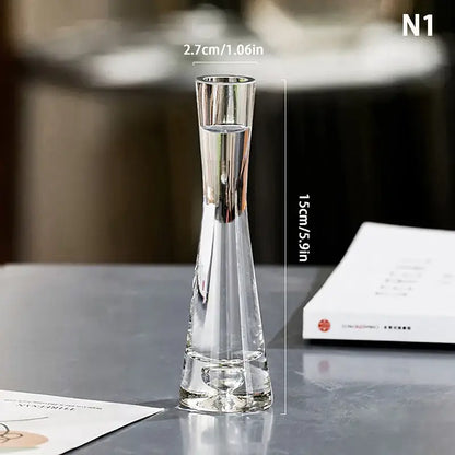 Clear glass flower vase DecorBites™ luxury glass flower vase with slender neck and flared base for home decor