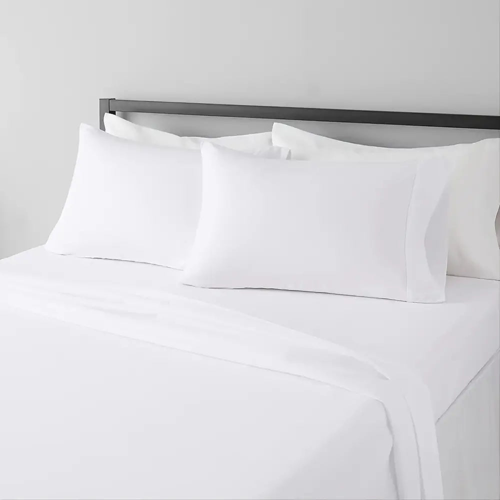 White cotton pillowcases with a smooth crisp finish from decorbites™ luxury hotel bed sheet set for a cooling breathable sleep