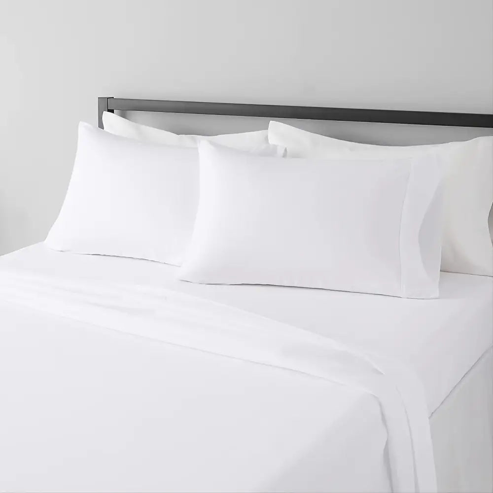 White cotton pillowcases with a smooth crisp finish from decorbites™ luxury hotel bed sheet set for a luxury bed experience