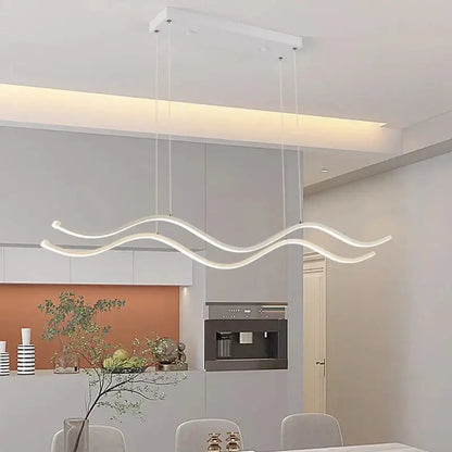 Modern white led pendant light with sleek wavy design for luxury nordic chandeliers in dining room lighting