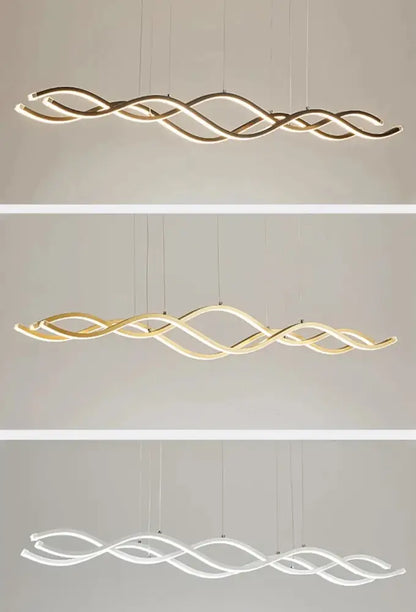Modern minimalist pendant light with sleek wave design in gold or white finish for luxury nordic chandeliers dining room use