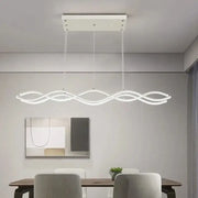 Modern white led pendant light with sleek wavy design from DecorBites™ luxury nordic chandeliers for dining room lighting