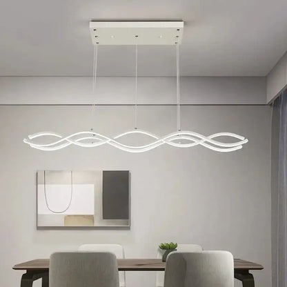 Modern white led pendant light with sleek wavy design from DecorBites™ luxury nordic chandeliers for dining room lighting