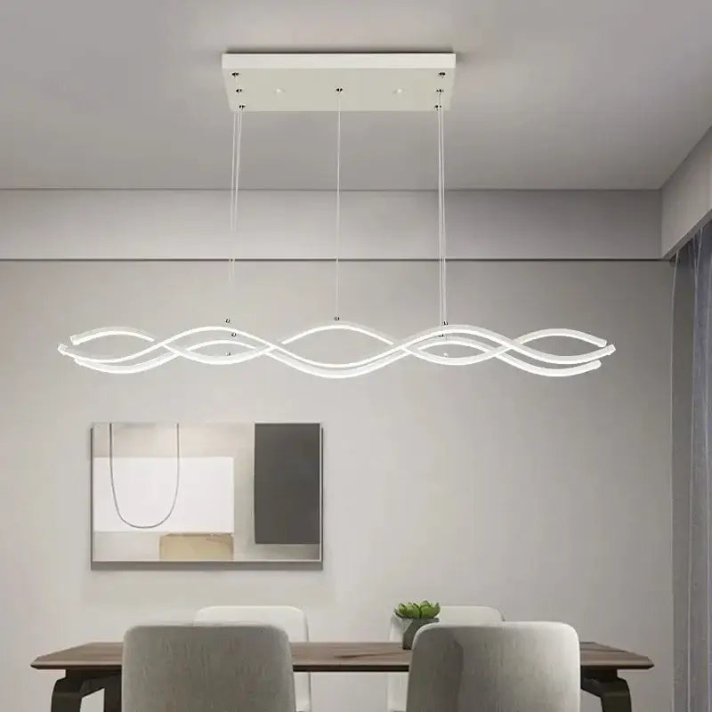 Modern white led pendant light with sleek wavy design from DecorBites™ luxury nordic chandeliers for dining room lighting