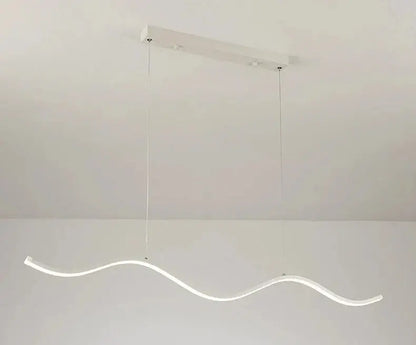 A sleek white led pendant light with wave design from DecorBites™ luxury nordic chandeliers for dining room lighting