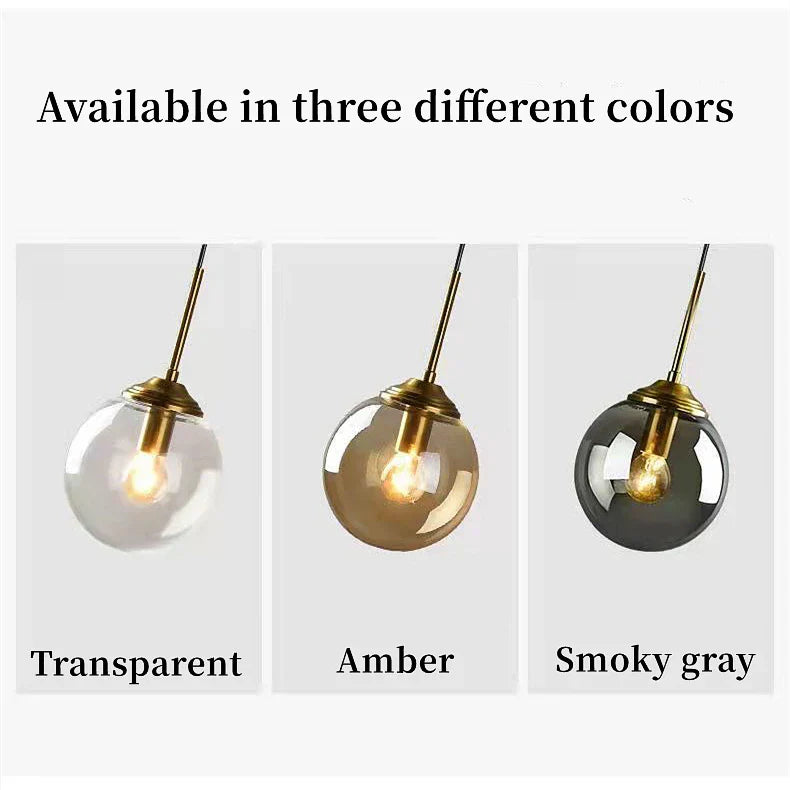 Decorbites™ luxury nordic led chandelier with transparent amber smoky gray glass shades and brass fixtures for dining room