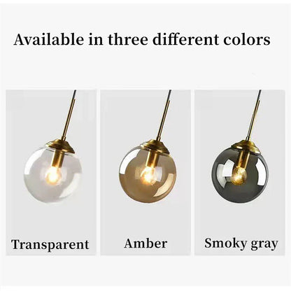 Decorbites™ luxury nordic led chandelier with transparent amber smoky gray glass shades and brass fixtures for dining room