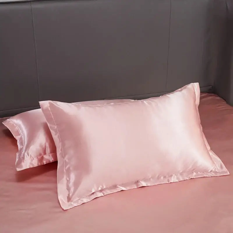 Pink satin pillowcase with smooth glossy finish from decorbites luxury solid color bedding set for twin king queen width bed pcduvet cover