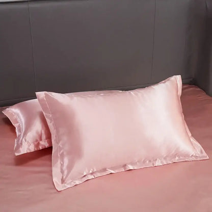 Pink satin pillowcase with smooth glossy finish from decorbites luxury solid color bedding set for twin king queen width bed pcduvet cover