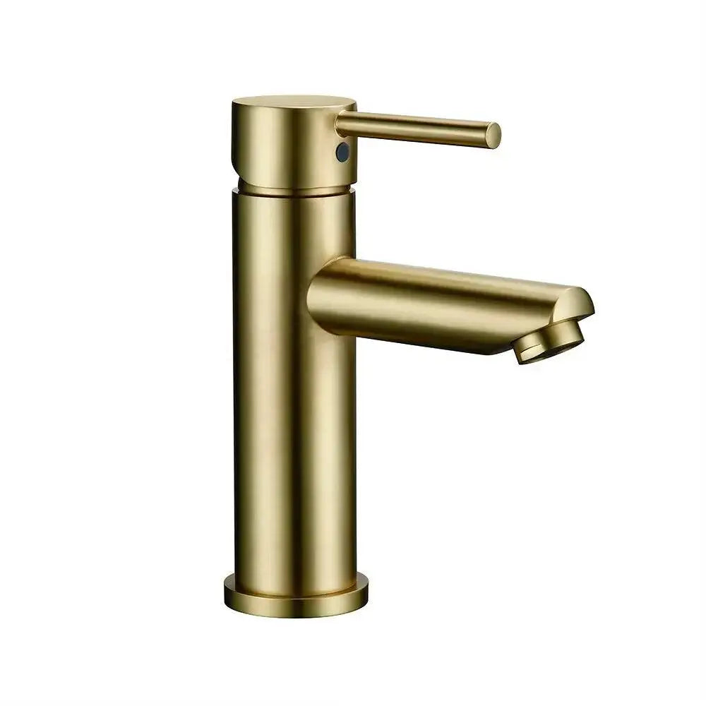 DecorBites™ Malena modern gold finished deck mounted bathroom faucet with single handle and minimalist design