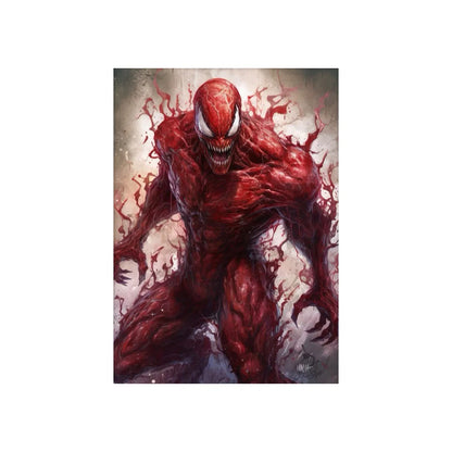 Decorbites marvel canvas wall art print featuring a menacing muscular red symbiote creature with glowing eyes