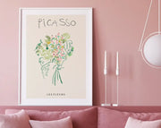 A framed decorbites™ matisse floral print featuring abstract flowers in soft pink green and yellow on off-white canvas
