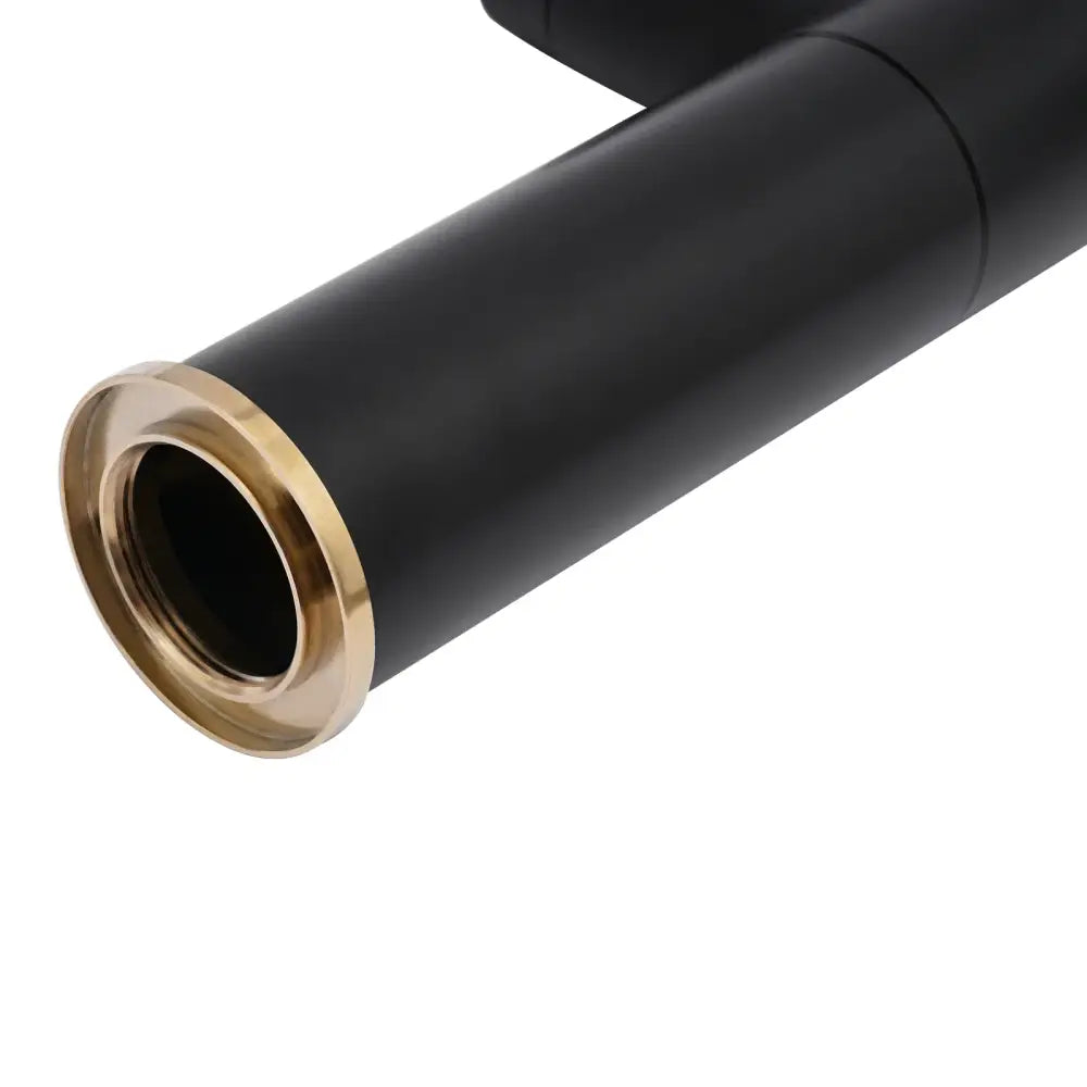 Matte black bathroom faucet pipe with polished brass flange for decorbites dual water modes fixture