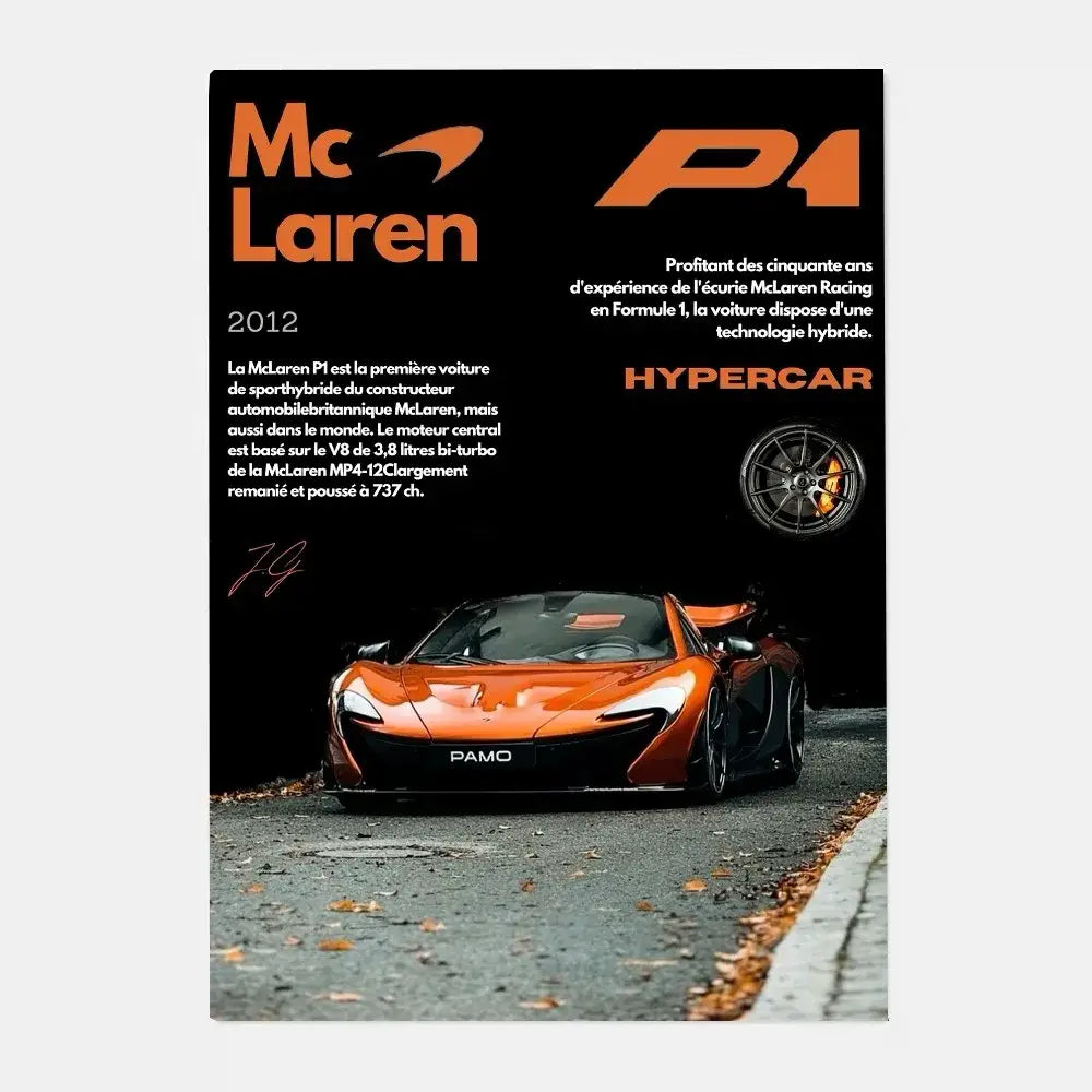 Orange mclaren p1 gtr hypercar with sleek aerodynamic design and carbon fiber body gtr luxury poster for living room