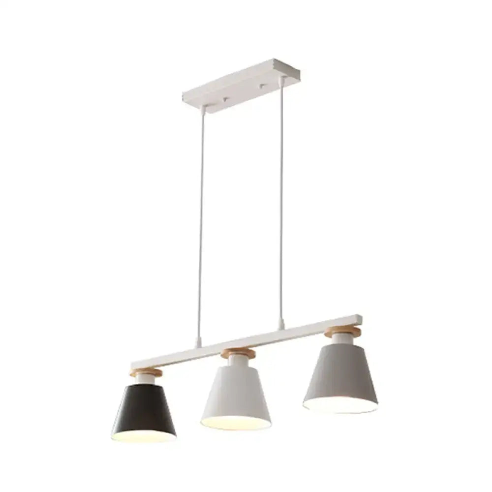 Modern decorbites metal 3-light island pendant with black off-white and gray conical shades for dining room 110v-120v led