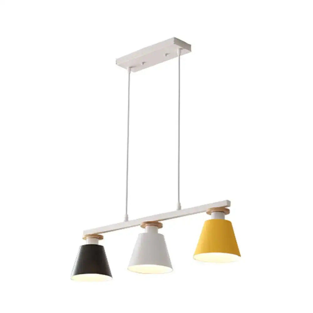 Modern decorbites metal 3-light island pendant with white black yellow shades suitable for led incandescent fluorescent 110v-120v 220v-240v