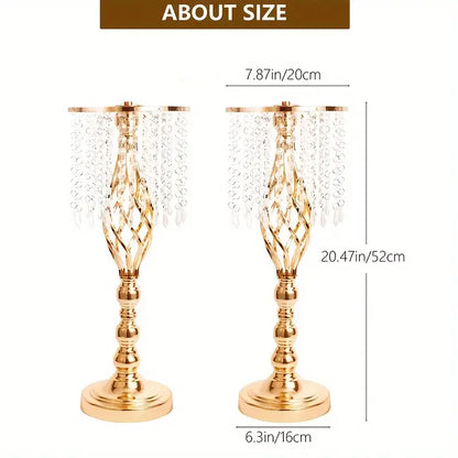 Gold-toned crystal candle holders with twisted metalwork and glass beads from decorbites metal flower vases collection
