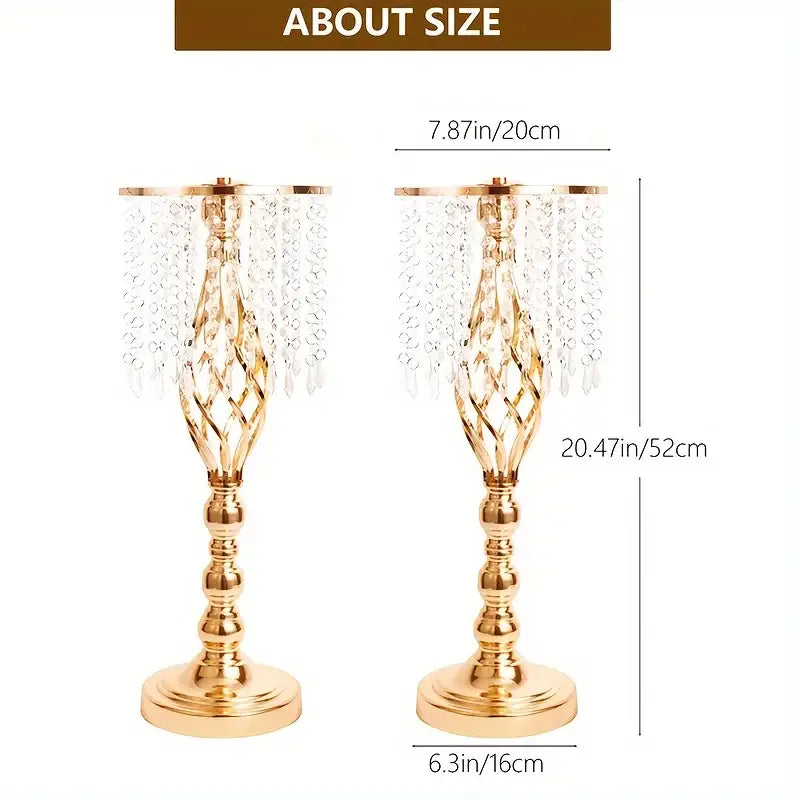 Gold-toned crystal candle holders with twisted metalwork and glass beads from decorbites metal flower vases collection