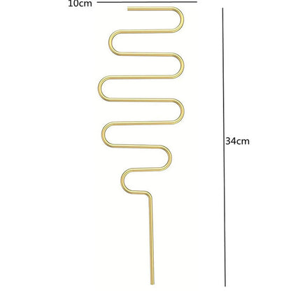 DecorBites metal garden plant stand 34cm tall gold-colored metal garden plant with serpentine design for indoor outdoor use