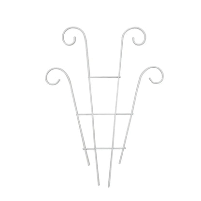 White metal garden plant stand with curved decorative tops for indoor and outdoor use by decorbites metal garden plant
