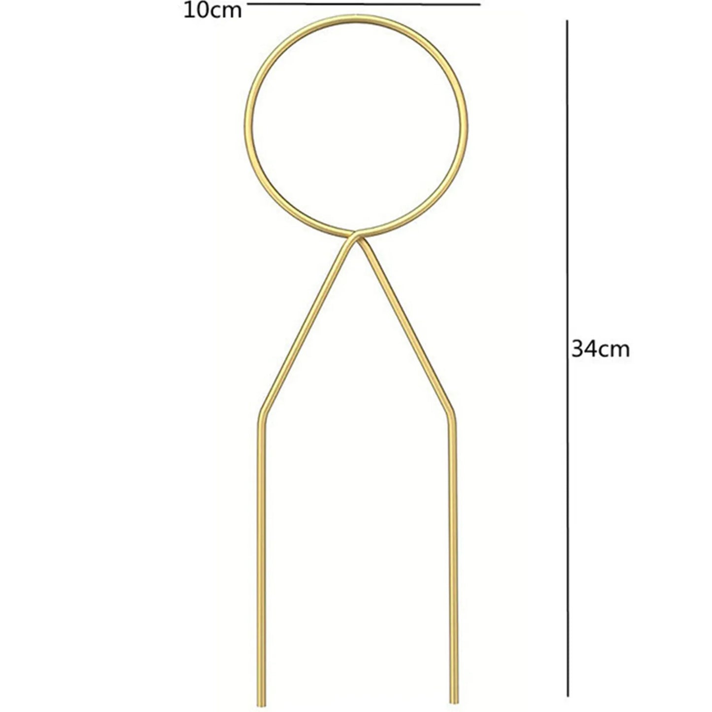 Decorbites metal garden plant stand gold-colored metal plant stake with circular top and two prongs for indoor outdoor use