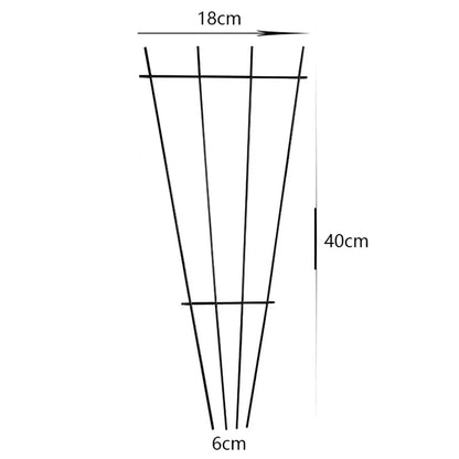 Black metal garden plant stand conical trellis with reinforced horizontal supports for indoor and outdoor growth
