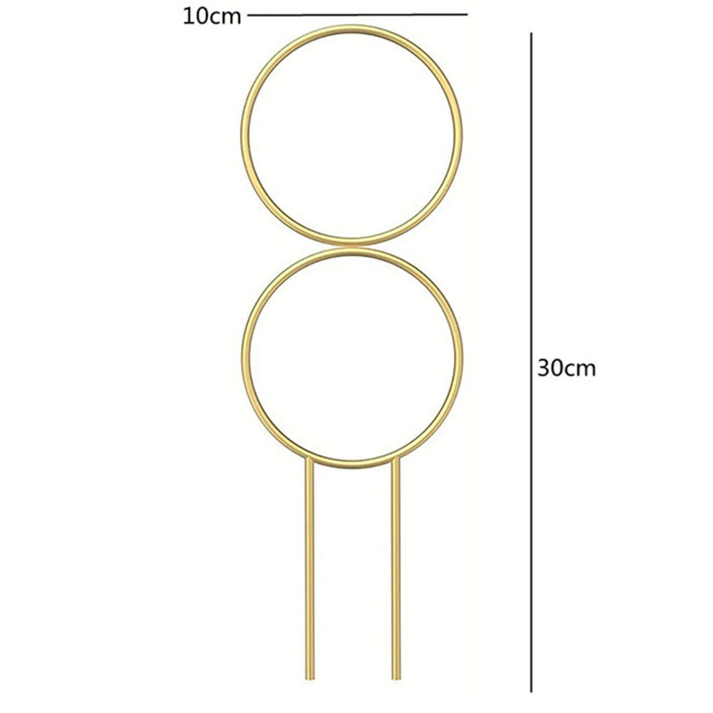 DecorBites metal garden plant stand in gold with two circular rings and stake for indoor and outdoor growth