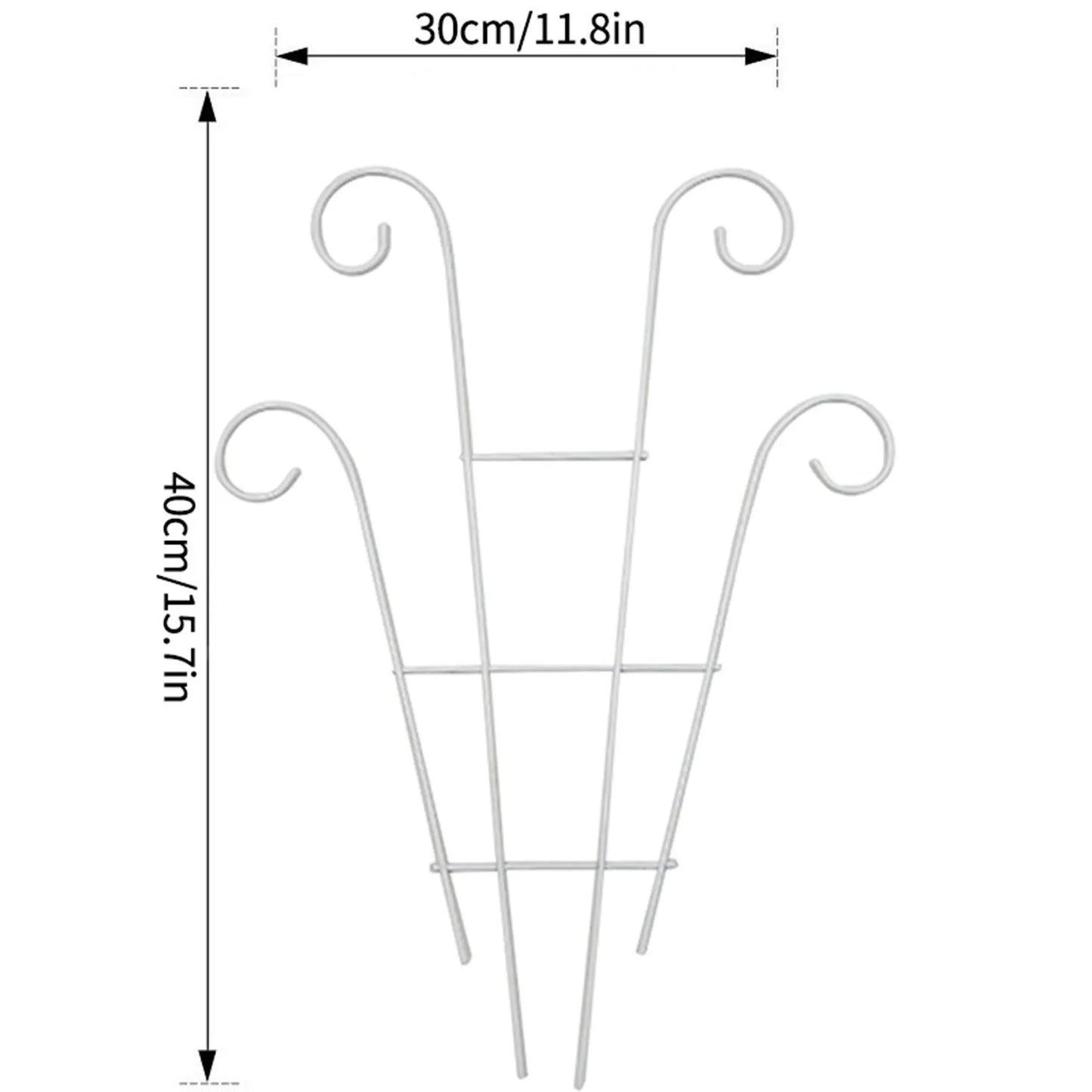 Decorbites™ white metal garden plant stand with wrought iron trellis and curved decorative tops for indoor and outdoor use