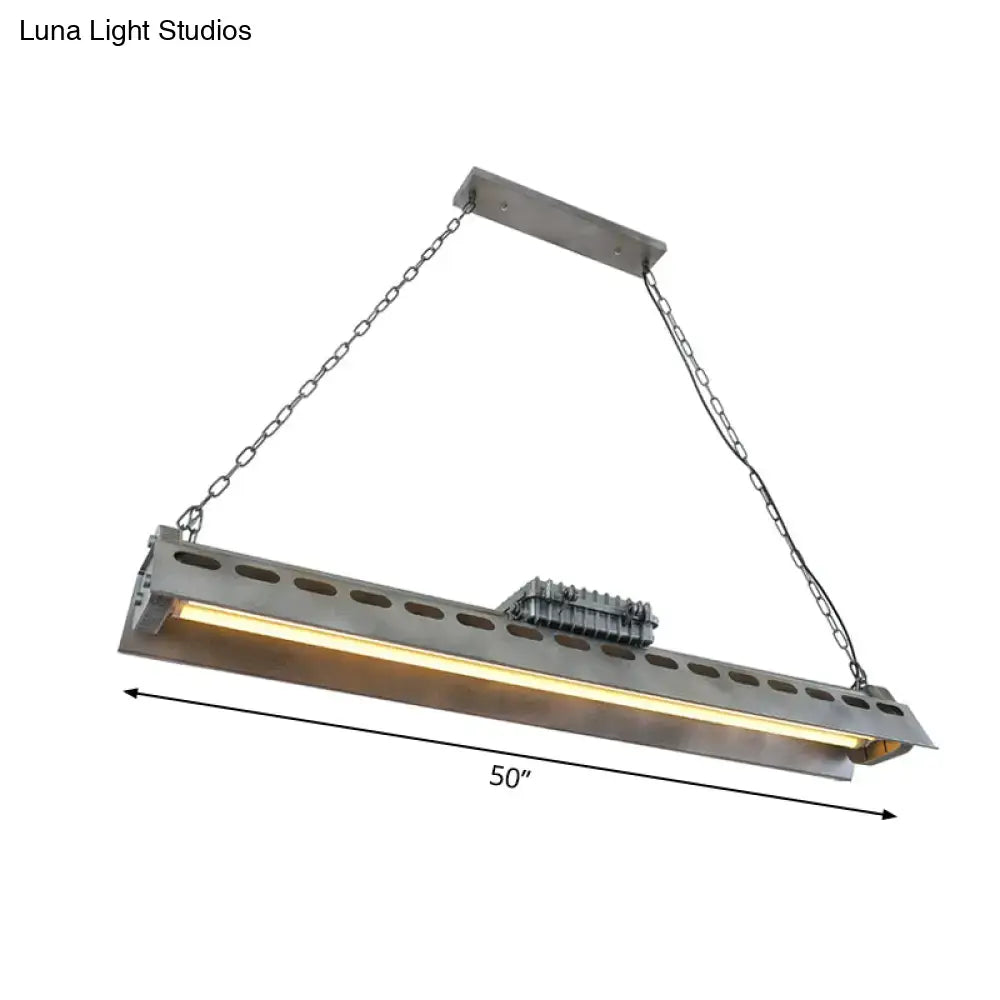 DecorBites metal island lighting fixture stainless steel 50-inch pendant light with warm led strip chain suspension