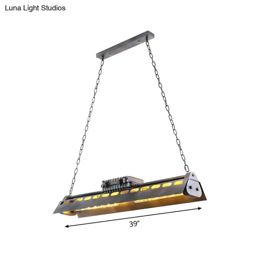 DecorBites metal island lighting fixture with matte black metal frame and exposed edison bulb for head restaurant billiard use
