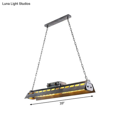DecorBites metal island lighting fixture with matte black metal frame and exposed edison bulb for head restaurant billiard use