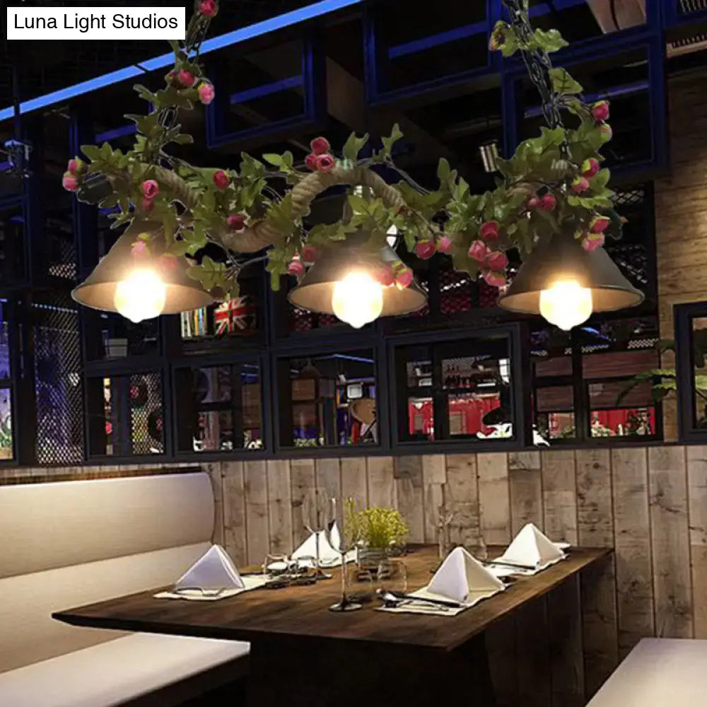 Decorbites™ metal island pendant vintage black ceiling light with rustic branch design and e26 e27 warm bell shades