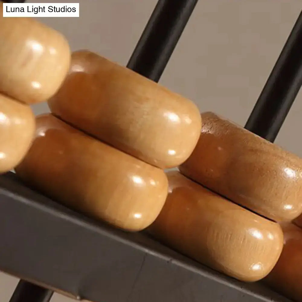 Polished light brown wooden abacus beads with smooth edges featured in decorbites™ metallic 3-head abacus pendant light compatible with 220v-240v and 110v-120v chain cord length for led incandescent fluorescent use
