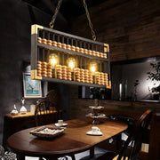 Decorbites™ metallic 3-head abacus pendant light with dark metal frame, gold accents, wooden beads, compatible with 220v-240v and 110v-120v for restaurants