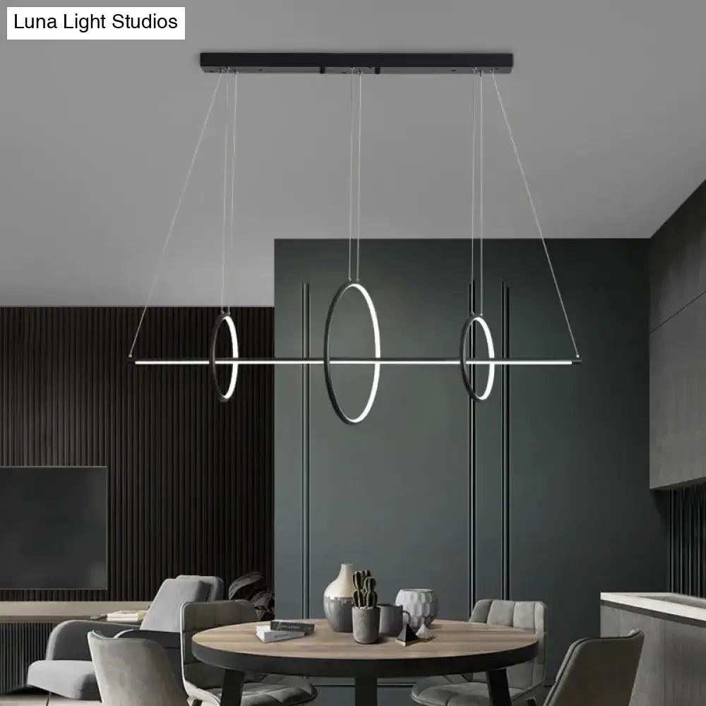 Decorbites metallic circle and line led black pendant light fixture with sleek metallic rods 110v-120v fixture width and height