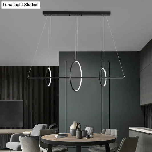 Decorbites metallic circle and line led black pendant light fixture with sleek metallic rods 110v-120v fixture width and height