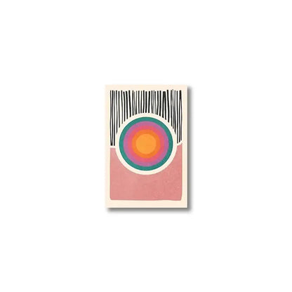 Decorbites™ mid century abstract color block wall art set featuring vibrant concentric circles in orange pink and teal hues