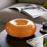 DecorBites™ mid century modern desk lamp features a sleek translucent orange glass dome with concentric ridges