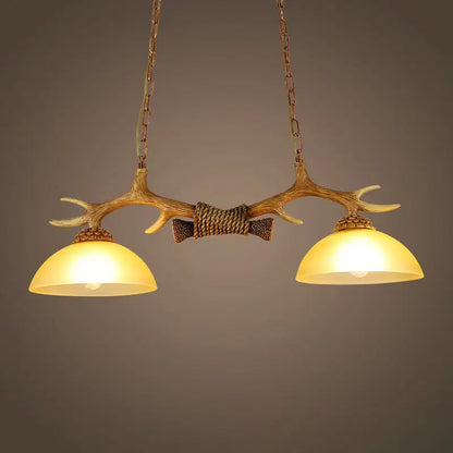 Decorbites™ milk glass bowl pendant light with faux antler, warm amber shades, bronze frame, 220v-240v 110v-120v